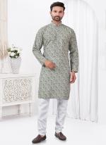 Rayon Cotton Cream Ceremonial Wear Printed Readymade Kurta Pajama